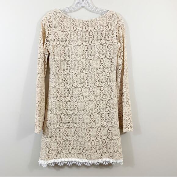 Anthropologie Corey Lynn Crochet Cream Bell Sleeve Dress - Picture 9 of 9